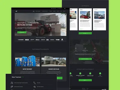Construction Industry Web-portal concrete construction dark theme design industry isometric landing mega menu recycling sections ui web design webpage