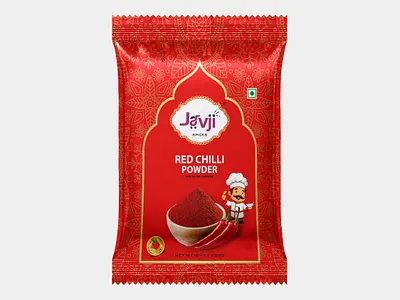 JavJi Red Chili Powder Pouch Design box design brand design branding logo design mockup packaging packaging design pouch deisgn red chilli powder red chilli powder packaging red chilli powder pouch design