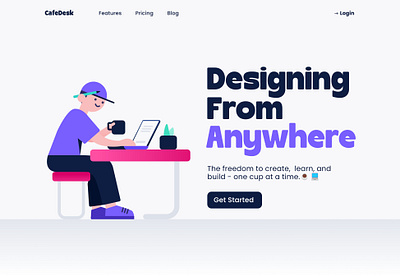 CafeDesk Illustration 2d branding flat design hero illustration illustrations landing page vector