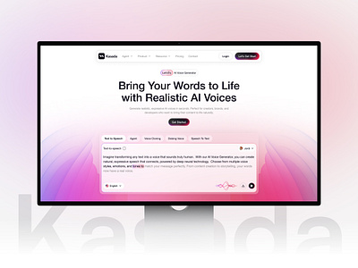 Mockup Kasada - AI Generator Voice agent ai ai generate voice ai voice ai website clean generate voice kasada landig page landing mockup preview page purwa adi wicaksana tech website ui uidesign ux voice
