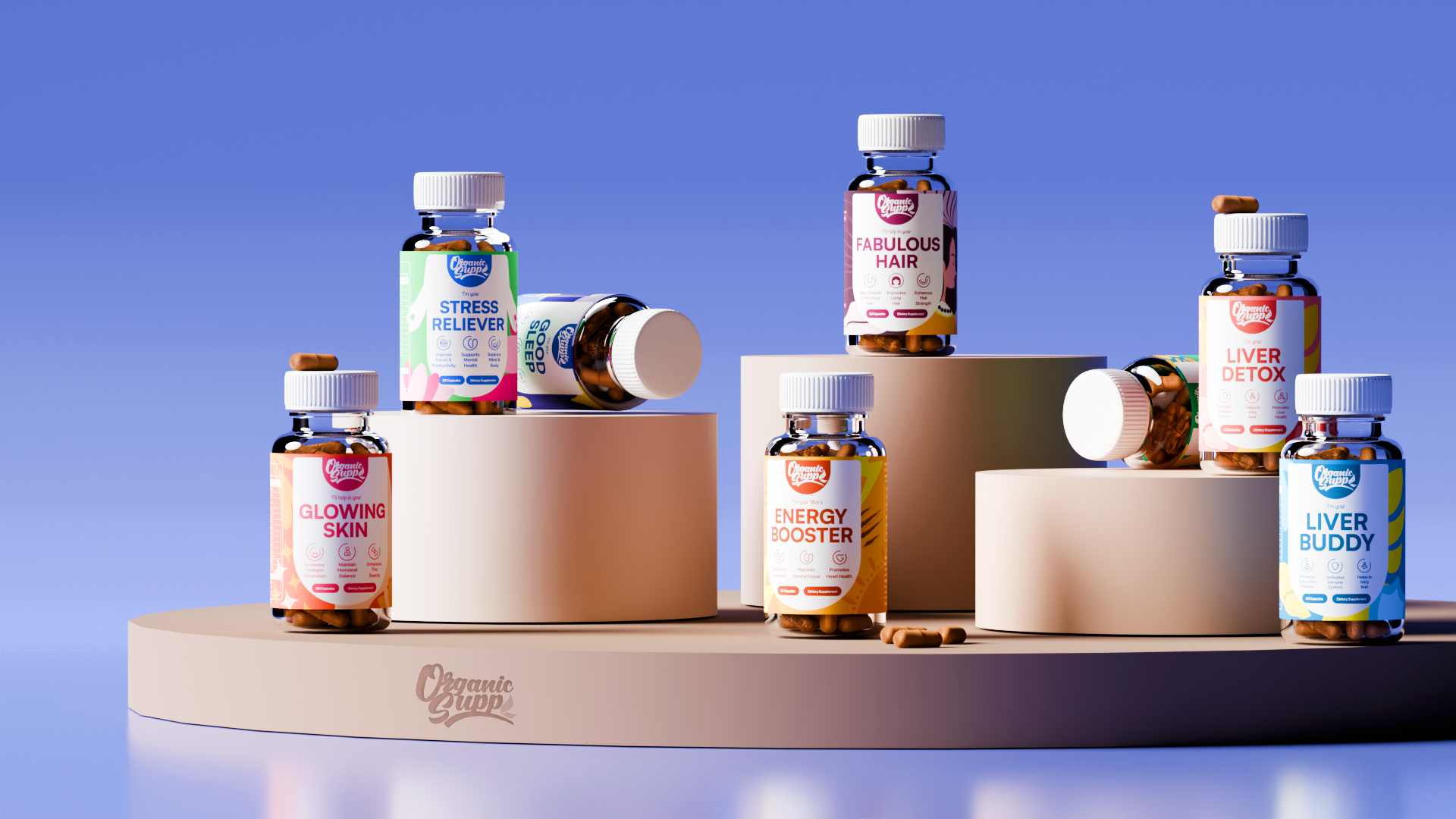 Organic Supp | 3D Design 3d 3d design branding graphic design logo