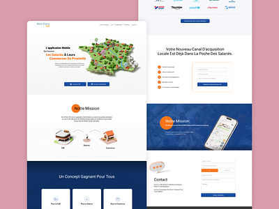 Map-based App Landing Page 3d application blender design france graphic design illustration landing location map mobile model pin pins travel ui web design