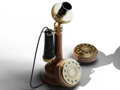 Candlestick Telephone 3d assets blender game modeling reder substance texturing