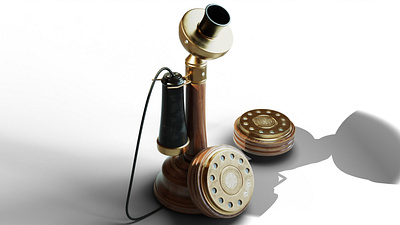 Candlestick Telephone 3d assets blender game modeling reder substance texturing