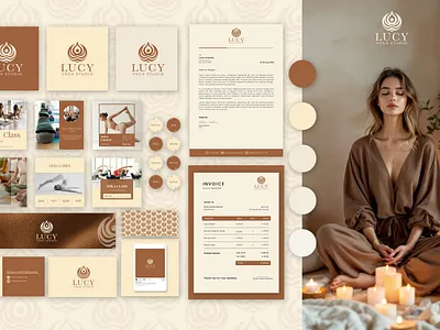 LUCY YOGA STUDIO Brand Identity and Brand Guidlines brand logo brand presence brandbook branding branding design branding designer branding kit complete branding creative designer full branding graphic design graphic designer illustrator logo social media designer stationary designer