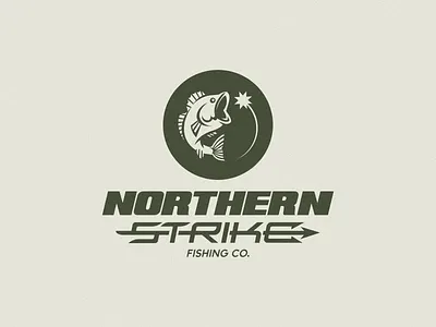 Northern Strike Fishing Co. branding character design fish fishing lettering design logo design logo mark mascot design simple design sport logo typography design