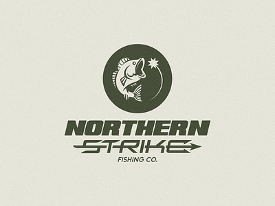 Northern Strike Fishing Co. branding character design fish fishing lettering design logo design logo mark mascot design simple design sport logo typography design