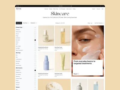 Intuitive Filtering Experience beauty clean design design system ecommerce fashion beauty filtering filters graphic design interface design layout design minimal modern design product design shop design skincare skincare website ui user experience ux web design