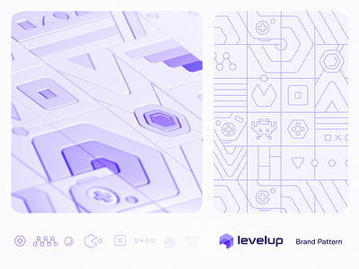 Brand Pattern Design for LevelUp 3d ai blockchain branding crypto esports fintech gamepad gamer gaming identity illustration lepisov logo pattern rebrand spline system tech web3