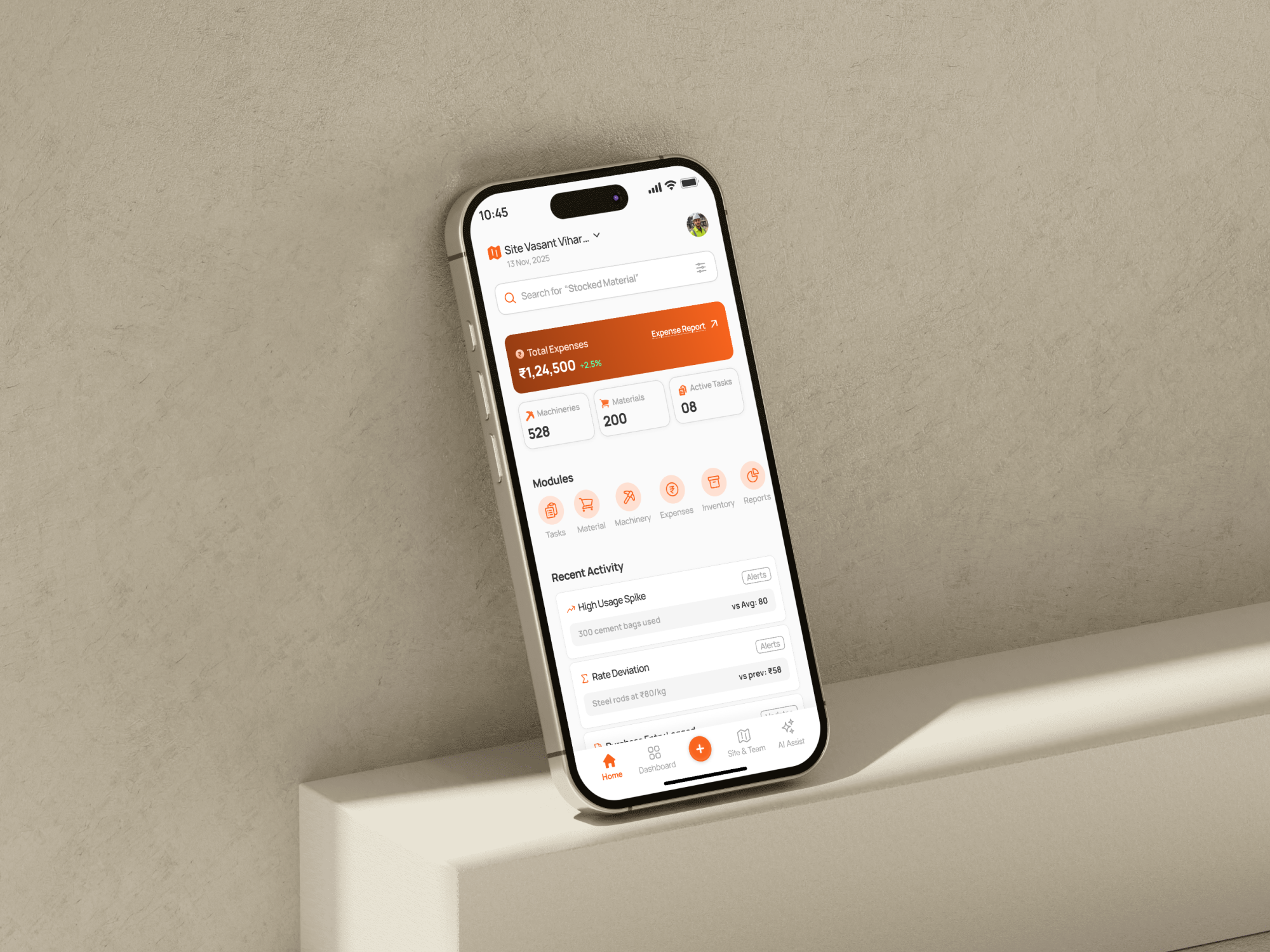 Analytics & Task Tracking - Construction App UI analytics construction app dashboard erp mobile mobile erp projectmanagement saasdesign task tracking ui