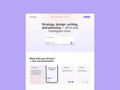 AI Team Chat — Landing Page Concept ai aidesign chatui designconcept designsystem digitalproduct figma interactiondesign landingpage multimodal productdesign saas uidesign uxdesign webdesign