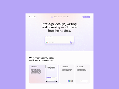 AI Team Chat — Landing Page Concept ai aidesign chatui designconcept designsystem digitalproduct figma interactiondesign landingpage multimodal productdesign saas uidesign uxdesign webdesign
