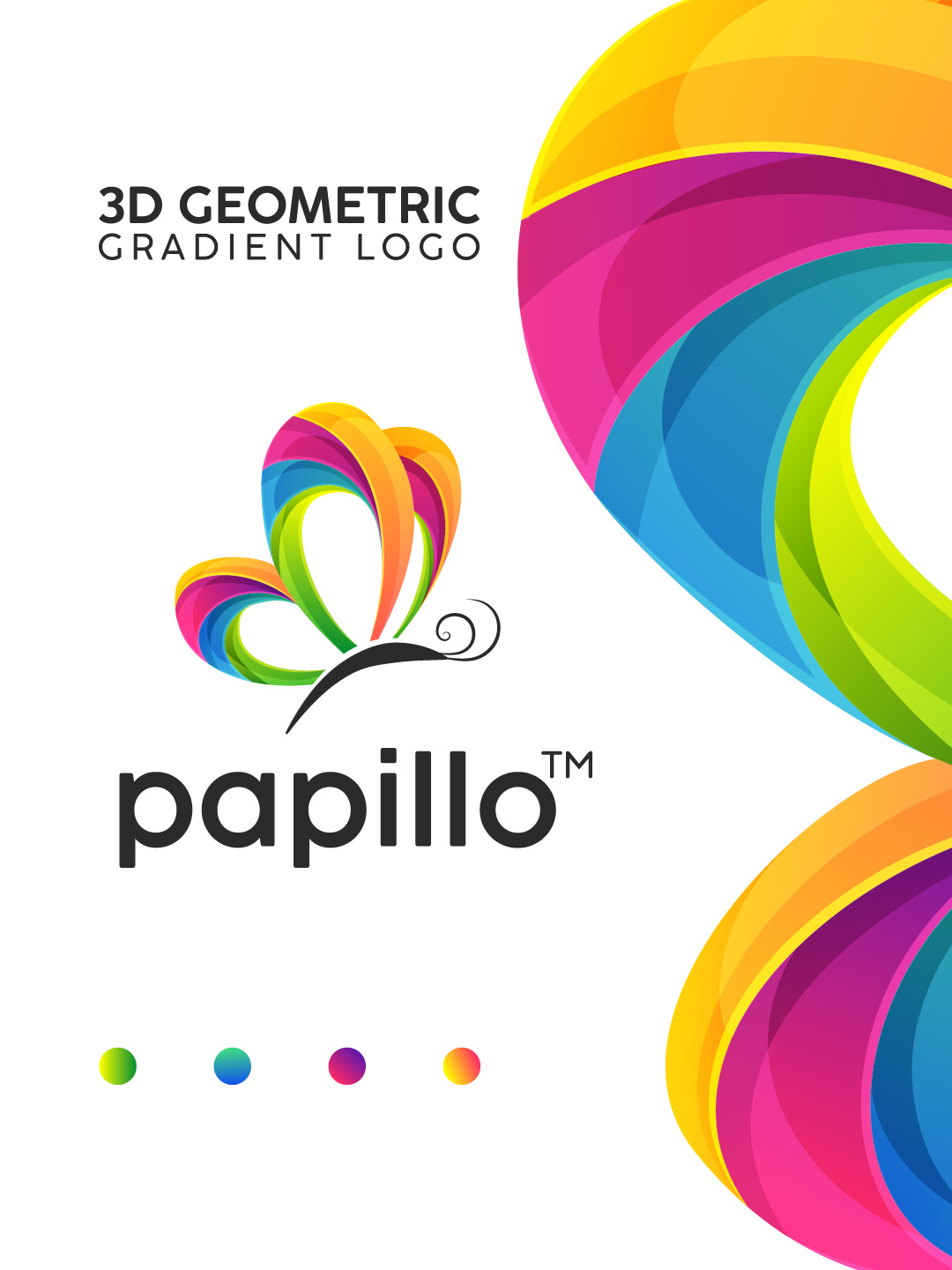 Papillo 3D Geometric Logo Design 3d 3d logo branding geometric logo graphic design logo logo branding