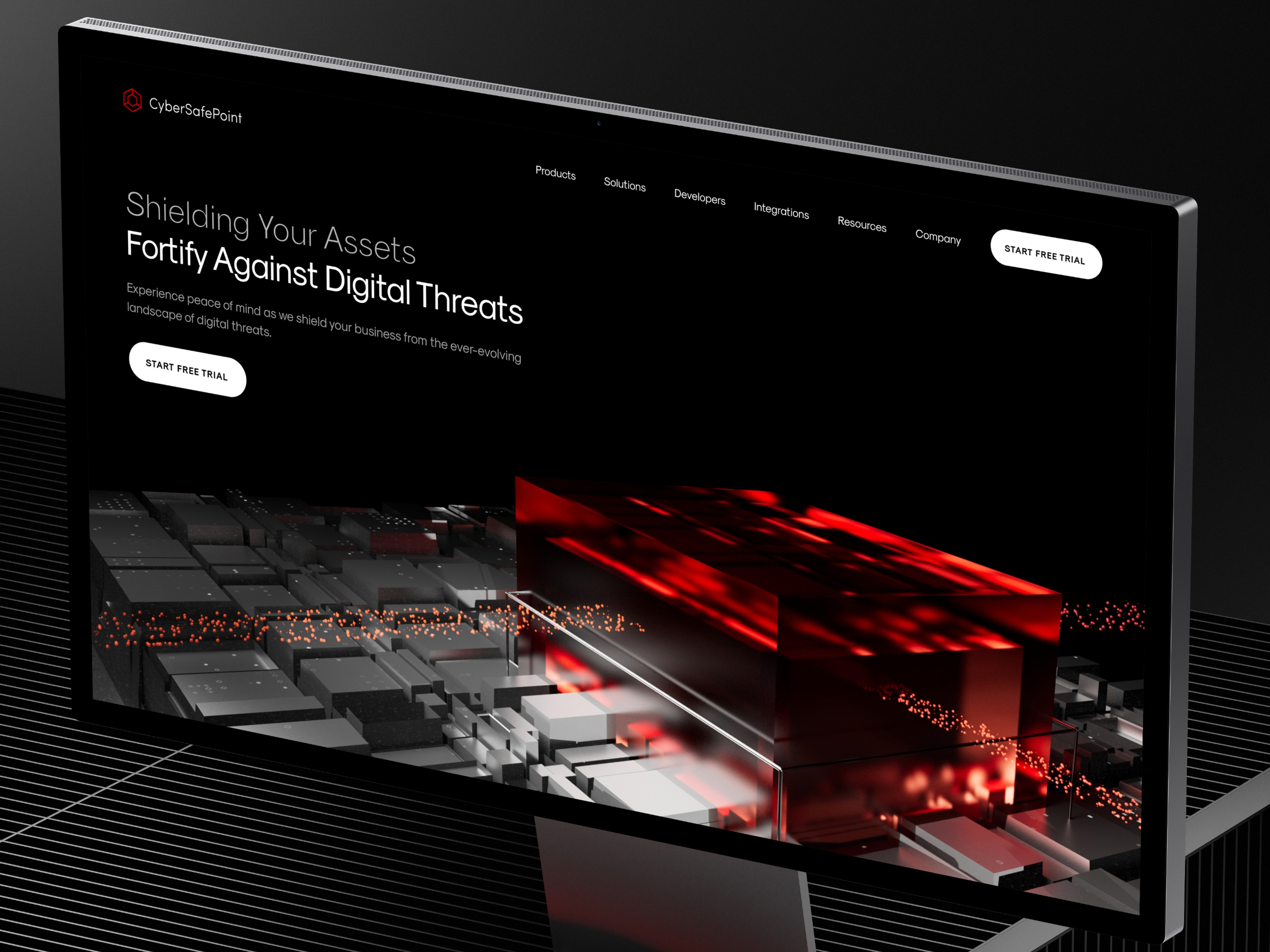 Cyber Security - Web Design 3d 3d illustration cyber cyber security data high tech web hightech design hightech web landing page security startup startup landing page startup web startup web design tech company web web design website