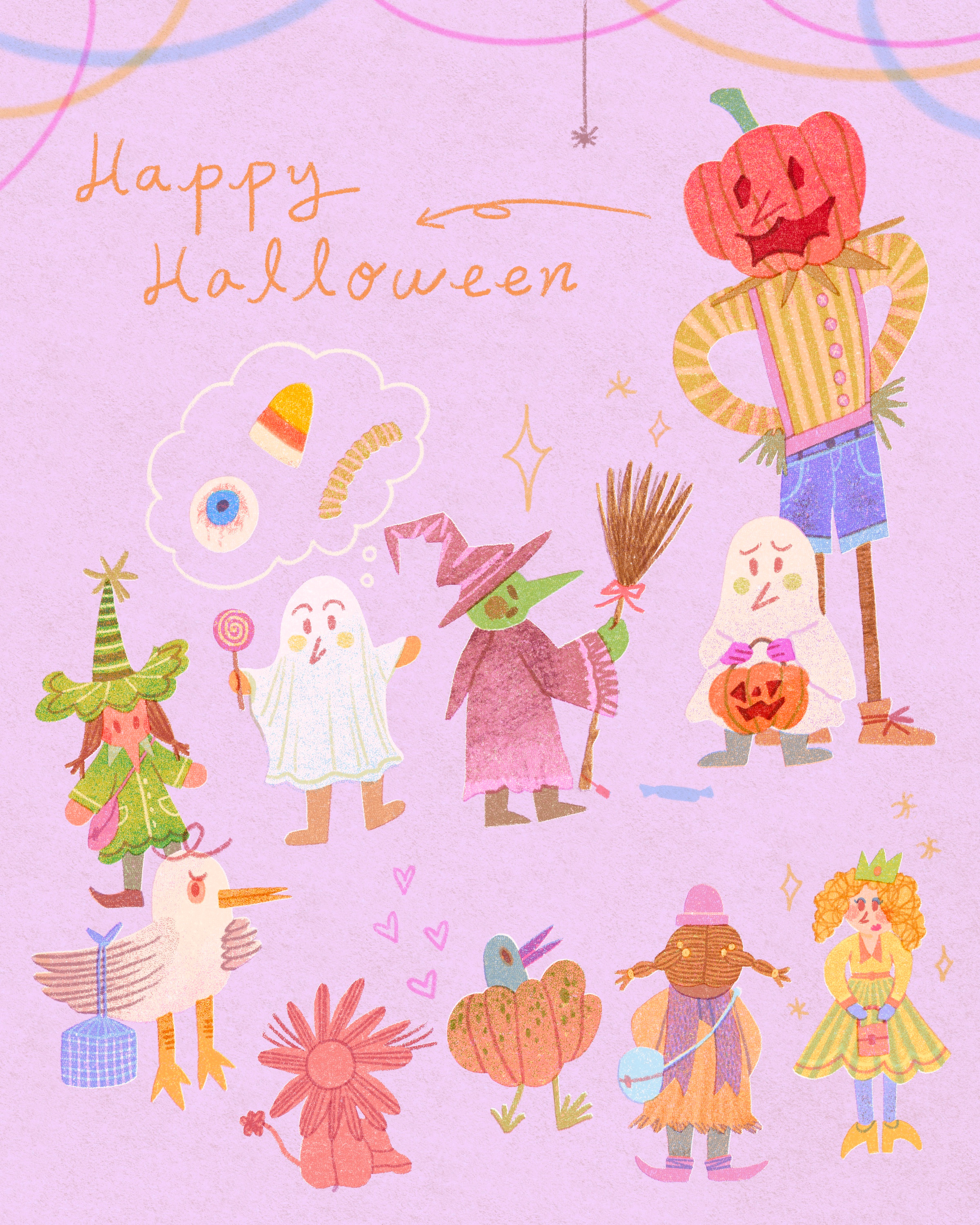 Let’s enjoy our Halloween artwork candy childrensart design fairy ghost halloween handwritten illust illustration ipad kidlitillustration pattern peachtober25 photoshop pumpkin trickortreat tweetyheather whisker witch
