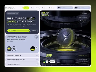 Crypro Hero Section blockcahin website blockchain web design crypto exchange crypto web design cryptocurrency decentralized finance landing page design web3 design website home page