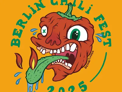 Berlin Chili Fest 2025 benwithpen berlin bold illustration chili chili illustration event merch festival food illustration graphic art gruesome hand drawn hot hot sauce low brow merch merchandise procreate spicy spicy sauce t shirt design