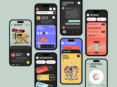 AI-Powered Mobile App for Restaurant Operations analytics b2b dark theme datavisualization design design studio financial fintech graphic design interface metrics mobile mobile design restaurant restaurant saas saas ui user experience ux web app design