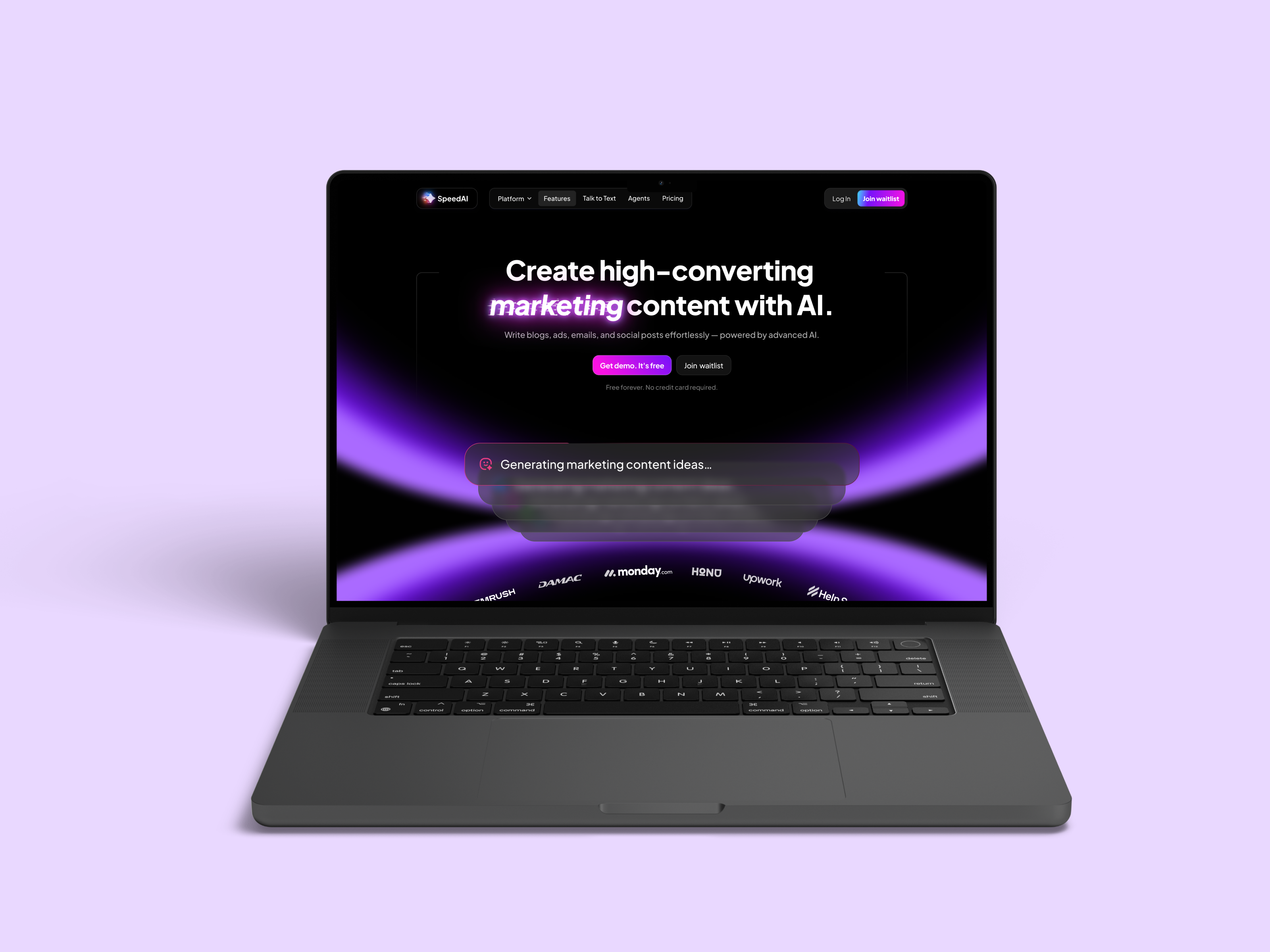 SpeedAI's Hero Section 🎨✨ animation contentcreation design hero section homepage marketingai moderndesign ui userexperience webdesign website website design