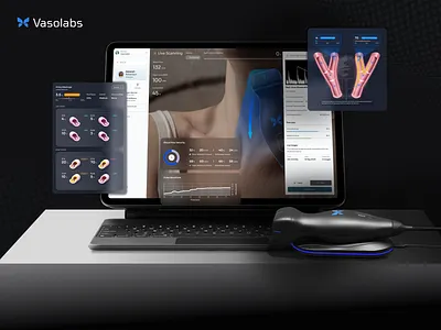 Intelligent Visualization for Next-Generation Vascular Ultrasoun 3d medical graphics ai assisted scanning anatomy visualization blood flow visualization clinical dashboard dark mode ui data visualization diagnostic tool healthcare app healthcare ux healthtech design medical data viz medical ui patient insights product design real time monitoring ui ui ux ultrasound interface vascular ultrasound