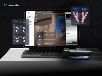 Intelligent Visualization for Next-Generation Vascular Ultrasoun 3d medical graphics ai assisted scanning anatomy visualization blood flow visualization clinical dashboard dark mode ui data visualization diagnostic tool healthcare app healthcare ux healthtech design medical data viz medical ui patient insights product design real time monitoring ui ui ux ultrasound interface vascular ultrasound