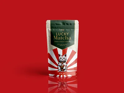 Lucky Matcha – Premium Matcha Packaging​​​​​​​ beverages food label design lucky matcha matcha packaging packaging pouch design standup pouch tea tea packaging