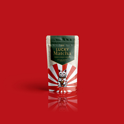 Lucky Matcha – Premium Matcha Packaging​​​​​​​ beverages food label design lucky matcha matcha packaging packaging pouch design standup pouch tea tea packaging