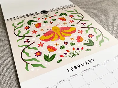 Bugs & Botanicals 2026 Calendar 2026 botanical bright bugs calendar flat floral flowers folk graphic design illustration insects symmetry