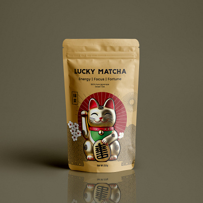 Lucky Matcha – Premium Matcha Pouch Packaging​​​​​​​ box design box packaging design label design luxky matcha matcha packaging design pouch design premium premium matcha standup pouch
