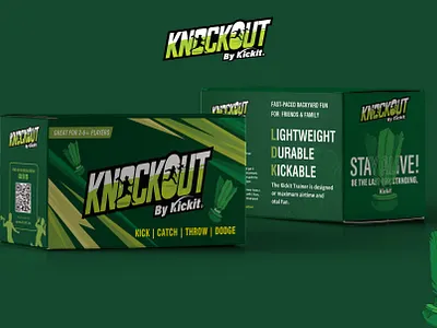 Knockout by Kickit Game Packaging Design back yard game box design box packaging design game box kickit knockout packaging design product design shuttle box