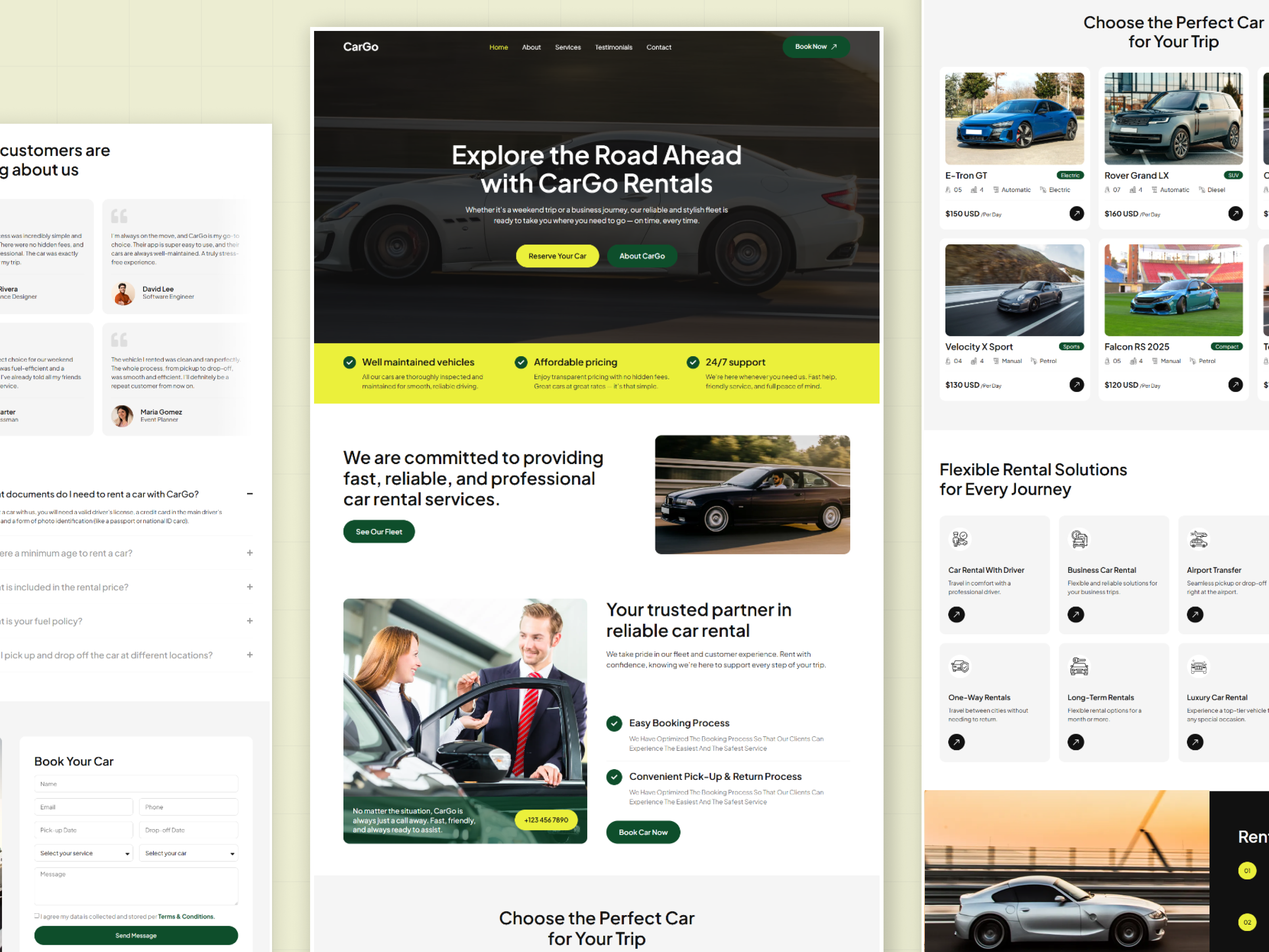 CarGo - Can Rental Website Design automotive website booking system can rental car car booking car booking systems car booking ui car rent website car rental website creative website landing page modern ui responsive design service website travel website trsportation website ui design web design webdesign website