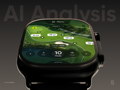 GolfX Dashboard — Golf Course Analysis for Apple Watch ai apple watch design artificial intelligence data visualization design concept golf golf app golfsystem inspiration micro interaction minimalism product design sportstech technology ui design uiux ux design watch ui