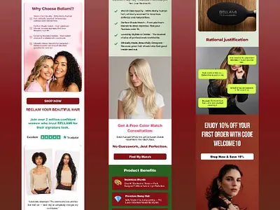 Welcome Flow #03 Email Design for BELLAMI ema email design email marketing email template email template design figma hair extension klaviyo klaviyo flowa klaviyo flows newsletter design