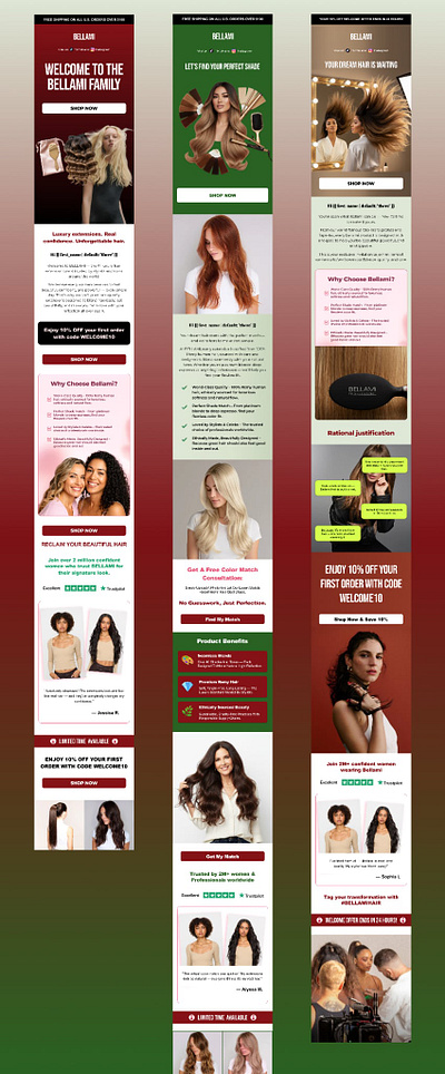 Welcome Flow #03 Email Design for BELLAMI ema email design email marketing email template email template design figma hair extension klaviyo klaviyo flowa klaviyo flows newsletter design