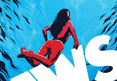 Floating girl jaws ocean swin