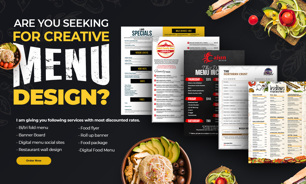 Example of Creative Minimal Restaurant Menu Design