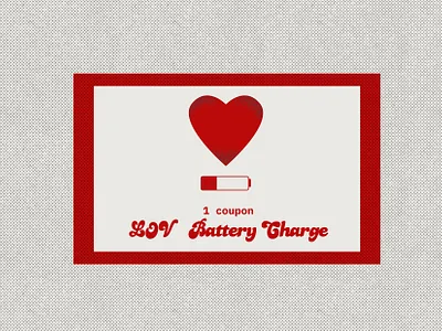 LOV battery charge card flat design illustration illustrator love postcard saint valentine vector art