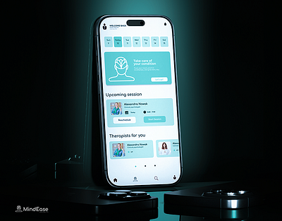 MindEase - UI/UX Design animation app branding graphic design logo mobileapp motion graphics ui