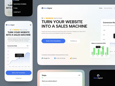 Digital Marketing Agency Landing Page agency website brand identity clean modern website ui conversion rate creative direction cro custom brand identity design digital agency full brand identity package hero section landing page marketing agency professional website ui ux responsive design ui design ux design visual identity web design website redesign