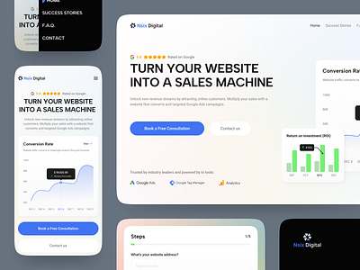 Digital Marketing Agency Landing Page agency website brand identity clean modern website ui conversion rate creative direction cro custom brand identity design digital agency full brand identity package hero section landing page marketing agency professional website ui ux responsive design ui design ux design visual identity web design website redesign