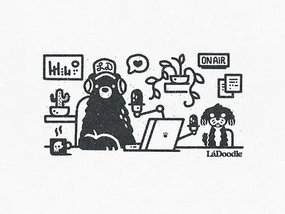 BearPod bear cavapoo coffee cute dog doodle grizzly laptop pod podcast puppy skull