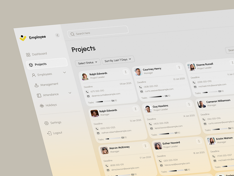 Project Overview Dashboard by Musa on Dribbble