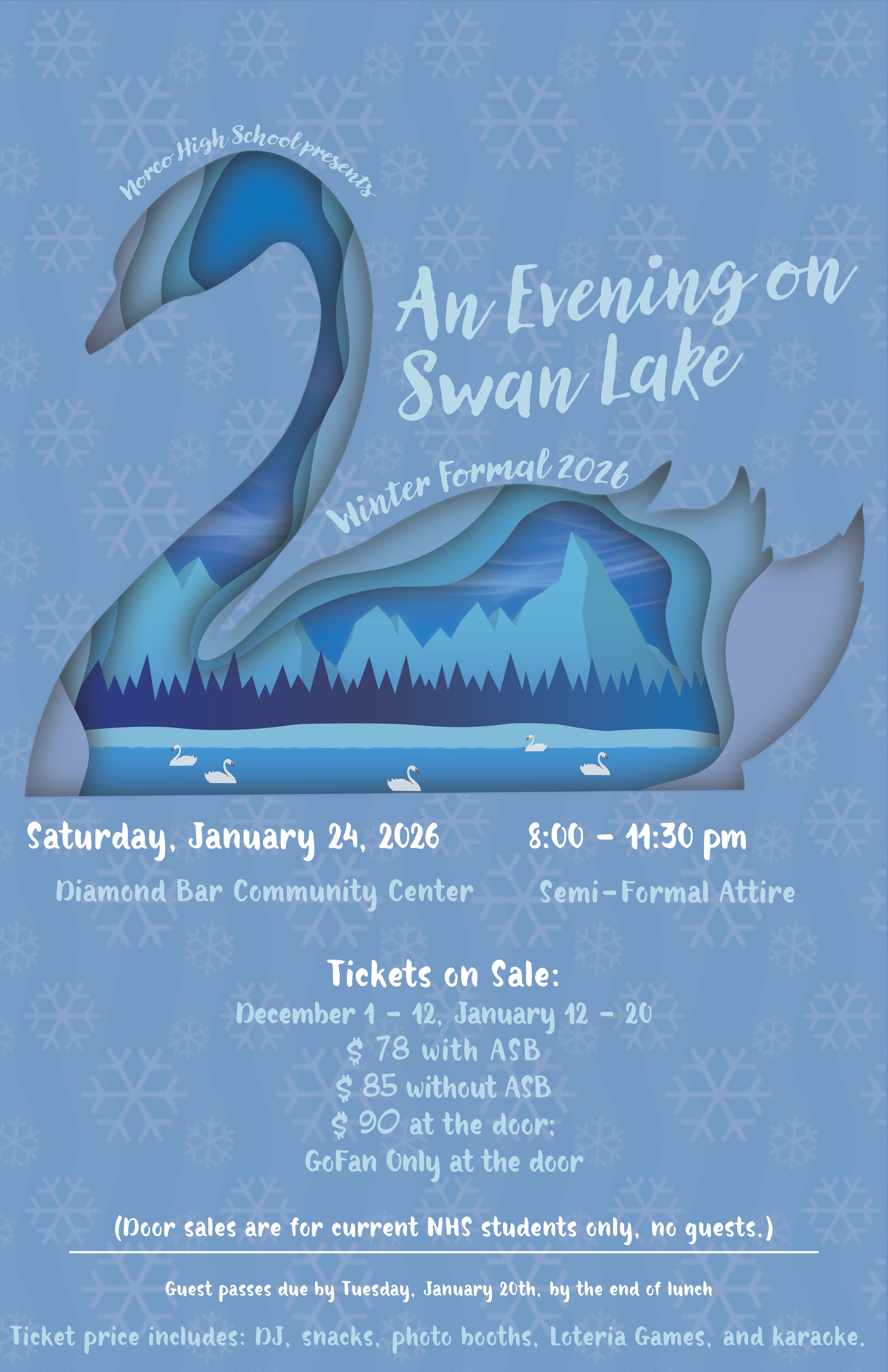 Winter Layer Art Poster graphic design illustrator lake layer art mountain photoshop poster school swan trees winter winter formal