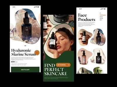 ✨ Beauty & Skincare Mobile UI – Product Showcase 3d app design app ui beauty branding ecommerce fesigns interface interface design logo minimal mobile mobile app mobile design product design skincare ui uiux ux visual design