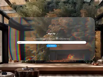 Liquid Glass Sign-Up Form — VisionOS-Inspired Web UI css frontend glassmorphism interaction design landing page liquid glass product design signup form ui animation visionos web design