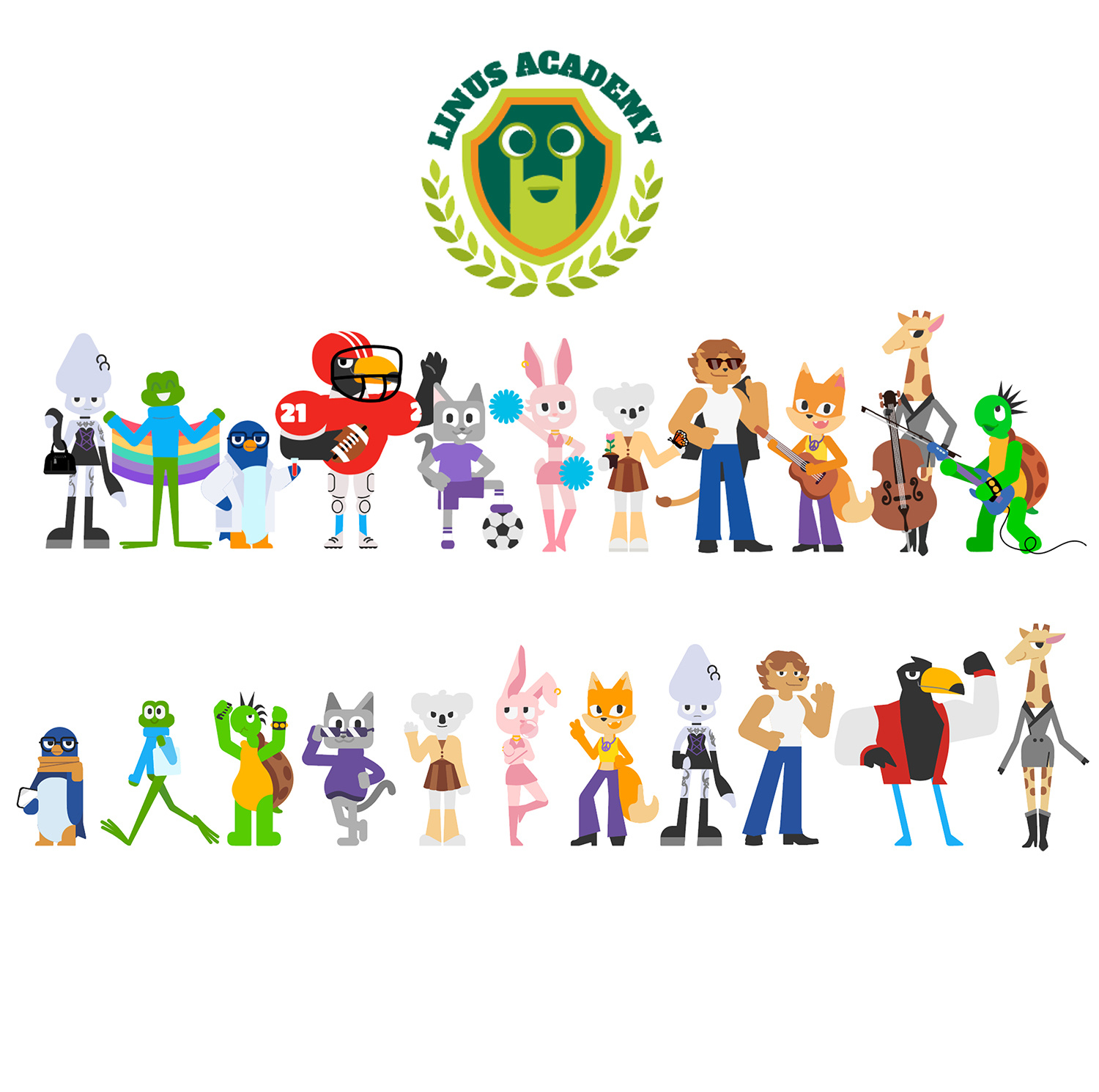 Linus Academy Character Designs academy branding characters education illustration linus academy character designs school sketch toys