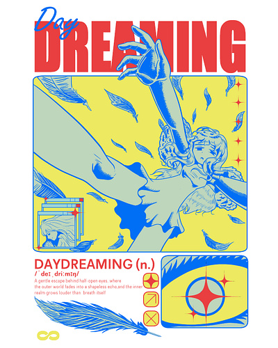 day dreaming poster art 90sband art artwork branding brutalism cartoon design graphic design illustration posterart posterdesign productdesign retro streetwear streetweardesign tshirtdesign