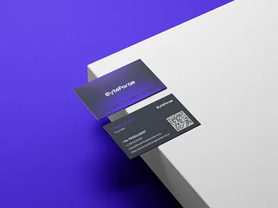 Business Card Design for a Tech Brand — ByteForge bold typography brand identity branding business card business card design clean layout corporate identity electric indigo gradient logo design minimal design modern branding print design professional design software company stationery design tech brand technology company visual identity