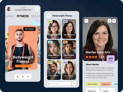 Fitness Trainer App UI — Mobile Design app concept fitness app mobile app modern design personal trainer trainer app ui wellness workout