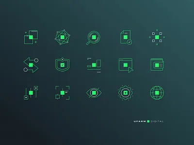 Branded 🟩 Icon Set blockchain branding crypto fintech icons identity sum ufarm